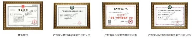 广东绿航环保工程有限公司部分荣誉证书